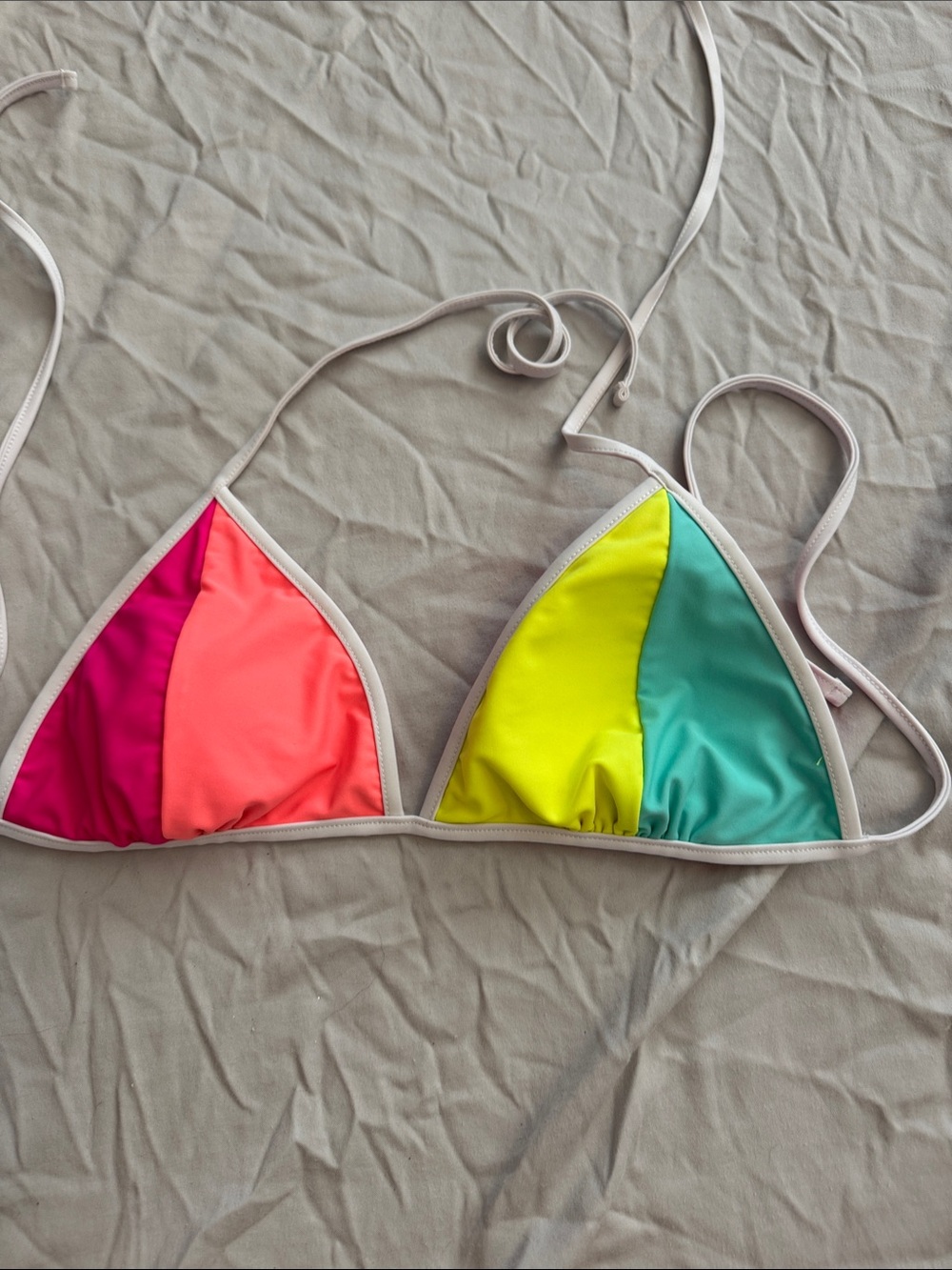 Bonds Multicolor Triangle Bikini Top — Pink, Coral, Yellow, Teal